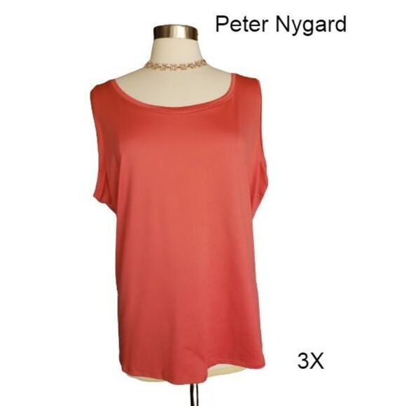 Women's Plus Size Tank Top Shiny Coral Stretchy Camisole Layering Tank 3X NWOT - Picture 1 of 5